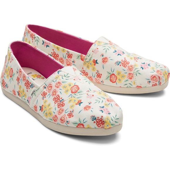 Toms Women's Alpargata Natural Paper Source Spring Florals Sneakers Size 11 - Picture 1 of 6